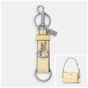 NWT Coach Trigger Snap Bag Charm in Signature Canvas Yellow/Silver